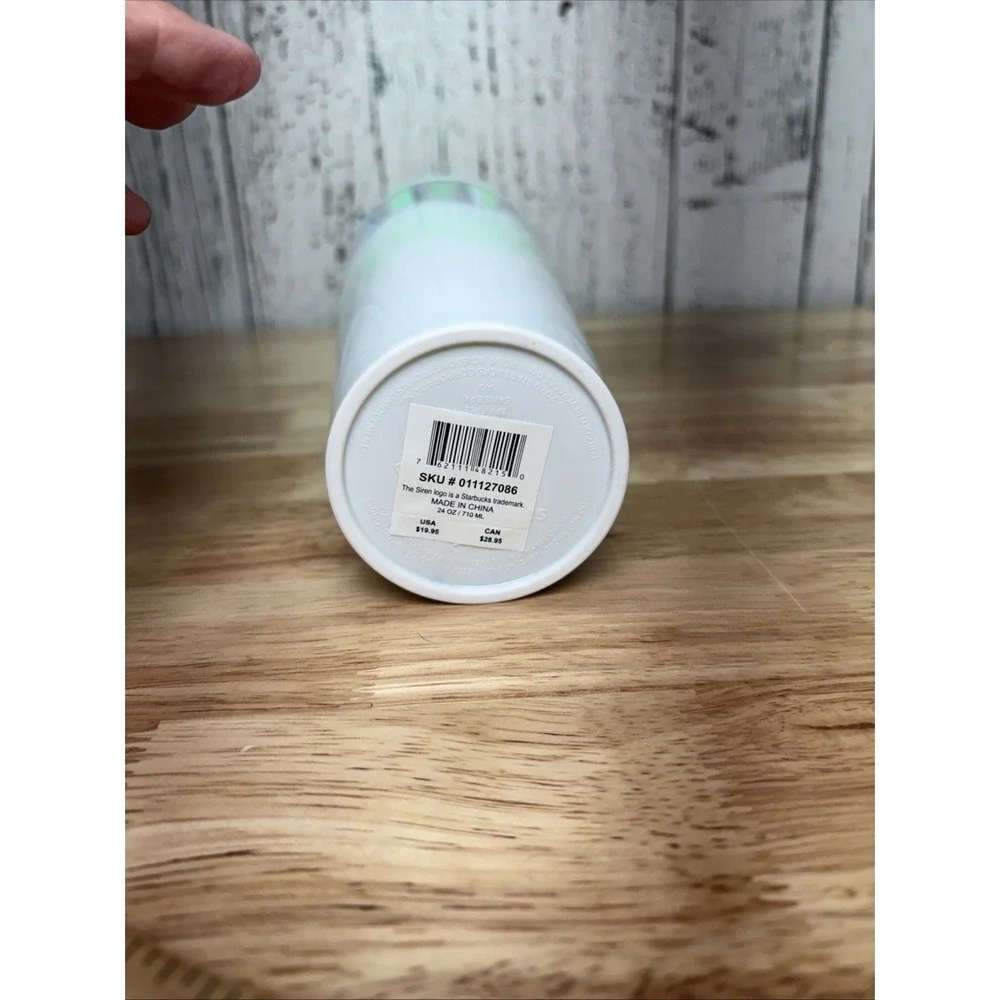 Starbucks Holiday Ice White Mint Silver Iridescent Wave Tumbler 24oz. 2021